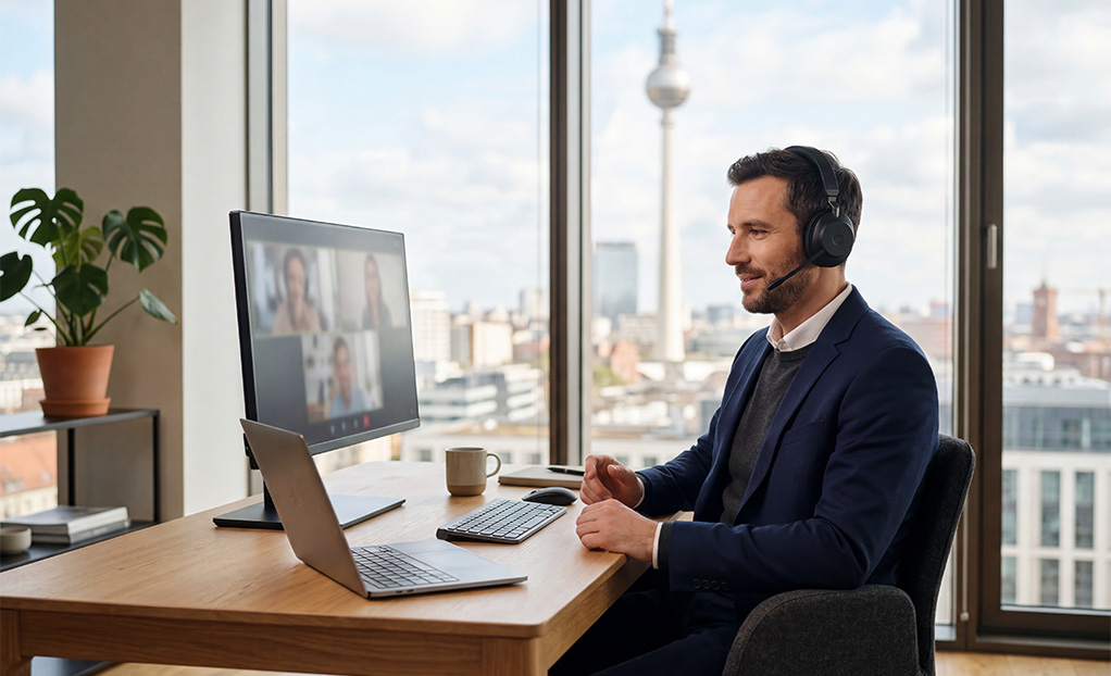 Person beim Online-Coaching am Computer